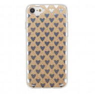 Cияющий TPU чехол с сердечками для Apple iPhone 7 (4.7") Золотой