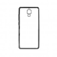 Прозрачный силиконовый чехол для Xiaomi Redmi Note с глянцевой окантовкой Серебряный