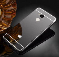 Металлический бампер с акриловой вставкой с зеркальным покрытием для Xiaomi Redmi 4 Pro / 4 Prime Черный