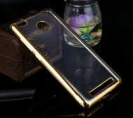 Прозрачный силиконовый чехол для Xiaomi Redmi 3 Pro / Redmi 3s с глянцевой окантовкой Золотой