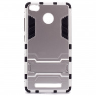 Ударопрочный чехол-подставка Transformer для Xiaomi Redmi 3 Pro / Redmi 3s с мощной защитой корпуса Серебряный / Satin Silver