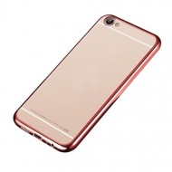 Прозрачный силиконовый чехол для Meizu U10 с глянцевой окантовкой Розовый