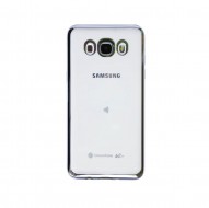 Прозрачный силиконовый чехол для Samsung J510F Galaxy J5 (2016) с глянцевой окантовкой Серебряный