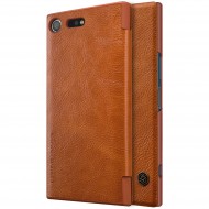 Кожаный чехол (книжка) Nillkin Qin Series для Sony Xperia XZ Premium Коричневый