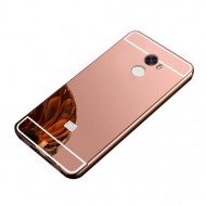 Металлический бампер с акриловой вставкой с зеркальным покрытием для Xiaomi Redmi 4 Розовый