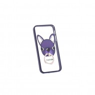 Чехол-подставка с кольцом "Fancy animals" для Apple iPhone 5/5S/SE Черная собака