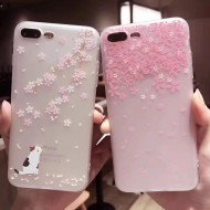 TPU чехол матовый soft touch для Apple iPhone 7 plus (5.5") Цветы Розовый