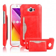 Кожаная накладка с отсеком для карт для Asus Zenfone Max （ZC550KL) Красный