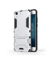 Ударопрочный чехол-подставка Transformer для Huawei Y6 II с мощной защитой корпуса Серебряный / Satin Silver