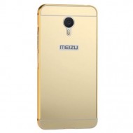 Металлический бампер с акриловой вставкой с зеркальным покрытием для Meizu M3 Note Золотой