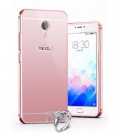 Металлический бампер с акриловой вставкой с зеркальным покрытием для Meizu M3 Note Розовый