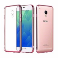 Прозрачный силиконовый чехол для Meizu M5s с глянцевой окантовкой Розовый