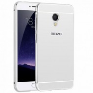 Металлический бампер с акриловой вставкой с зеркальным покрытием для Meizu MX6 Серебряный