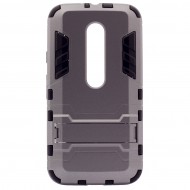 Ударопрочный чехол-подставка Transformer для Motorola Moto G (3rd Gen.) с мощной защитой корпуса Металл / Gun Metal