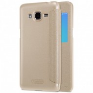 Кожаный чехол (книжка) Nillkin Sparkle Series для Samsung G532F Galaxy J2 Prime (2016) Золотой