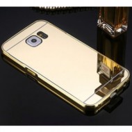 Металлический бампер с акриловой вставкой с зеркальным покрытием для Samsung G955 Galaxy S8 Plus Золотой