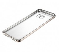 Прозрачный силиконовый чехол для Samsung Galaxy S6 G920F/G920D Duos с глянцевой окантовкой Серебряный