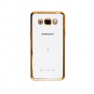 Прозрачный силиконовый чехол для Samsung J510F Galaxy J5 (2016) с глянцевой окантовкой Золотой