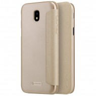 Кожаный чехол (книжка) Nillkin Sparkle Series для Samsung J730 Galaxy J7 (2017) Золотой