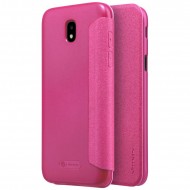 Кожаный чехол (книжка) Nillkin Sparkle Series для Samsung J730 Galaxy J7 (2017) Розовый