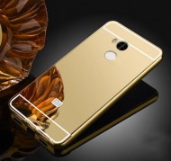 Металлический бампер с акриловой вставкой с зеркальным покрытием для Xiaomi Redmi 4 Pro / 4 Prime Золотой